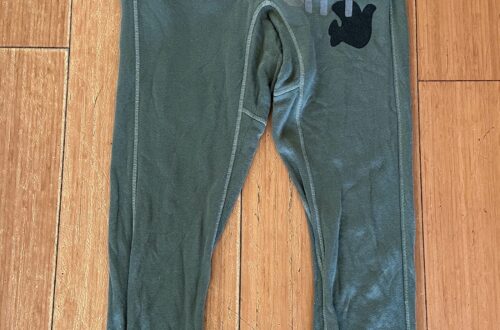 Free City Fluffy Luxury Superfluff Pocket Lux Lounge Pant in Vintage Bush Green Dove Logo Print on Hip
