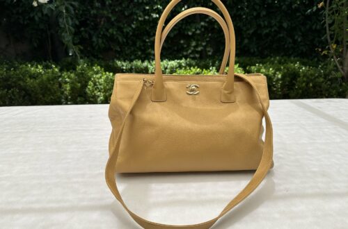 Vintage Chanel Cerf Executive Tote Bag in Size Medium Color Neutrals Beige
