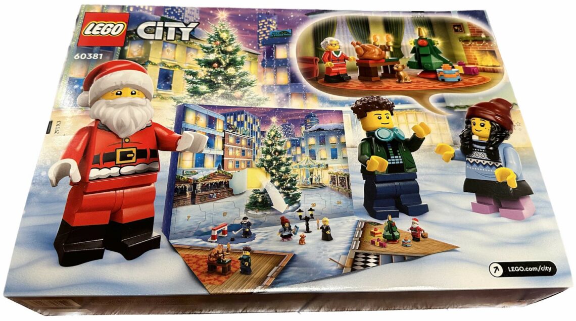 LEGO City 60381 Advent Calendar with Turkey, Cat, Mr and Mrs Santa Claus and More. A great gift to count down to Christmas with your Kindergartener 1st Grader or 2nd Grader