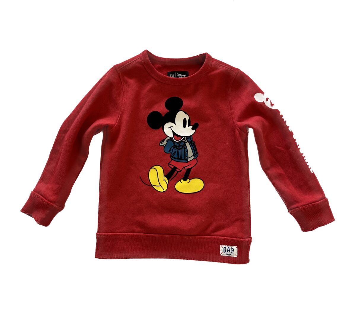 Mickey Mouse Limited Edition Baby GAP Red Sweatshirt with the True Original Disney Character For Sale in a size 5 Little Kid 5T Toddler